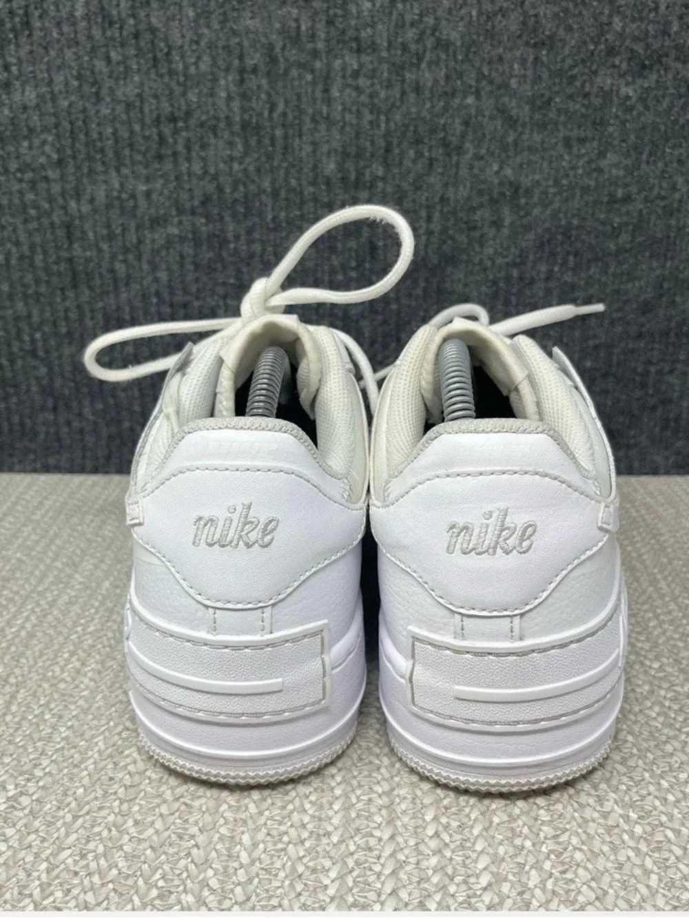 Nike Air Force 1 Shadow Triple White Leather Shoes Women's Size 5.5